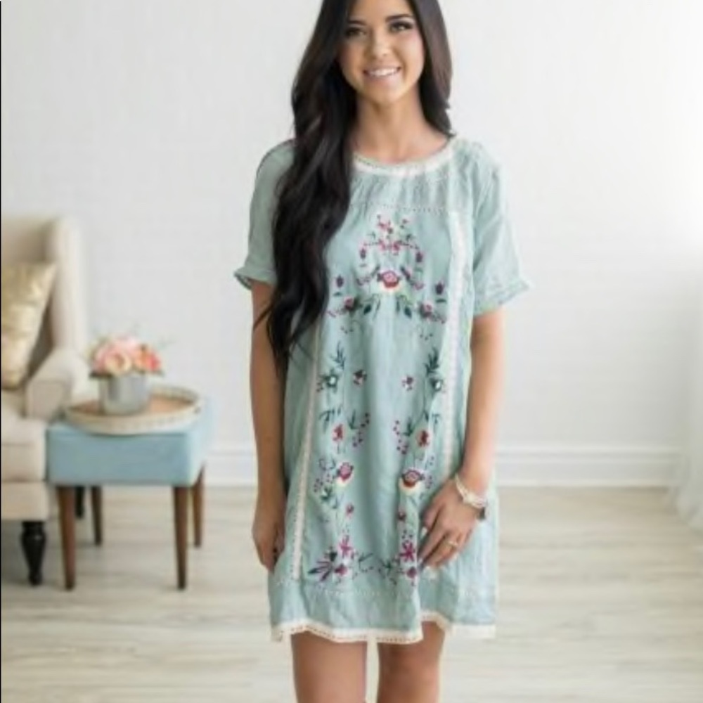 Blue Embroidered Dress